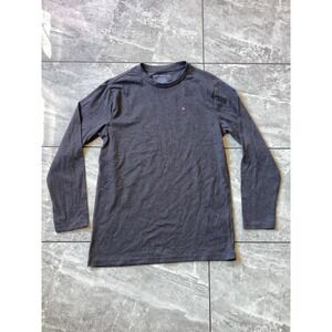 Tommy Hilfiger Kids Boys Gray Long Sleeve T-Shirt Flag Logo Size L 16/18 Heather